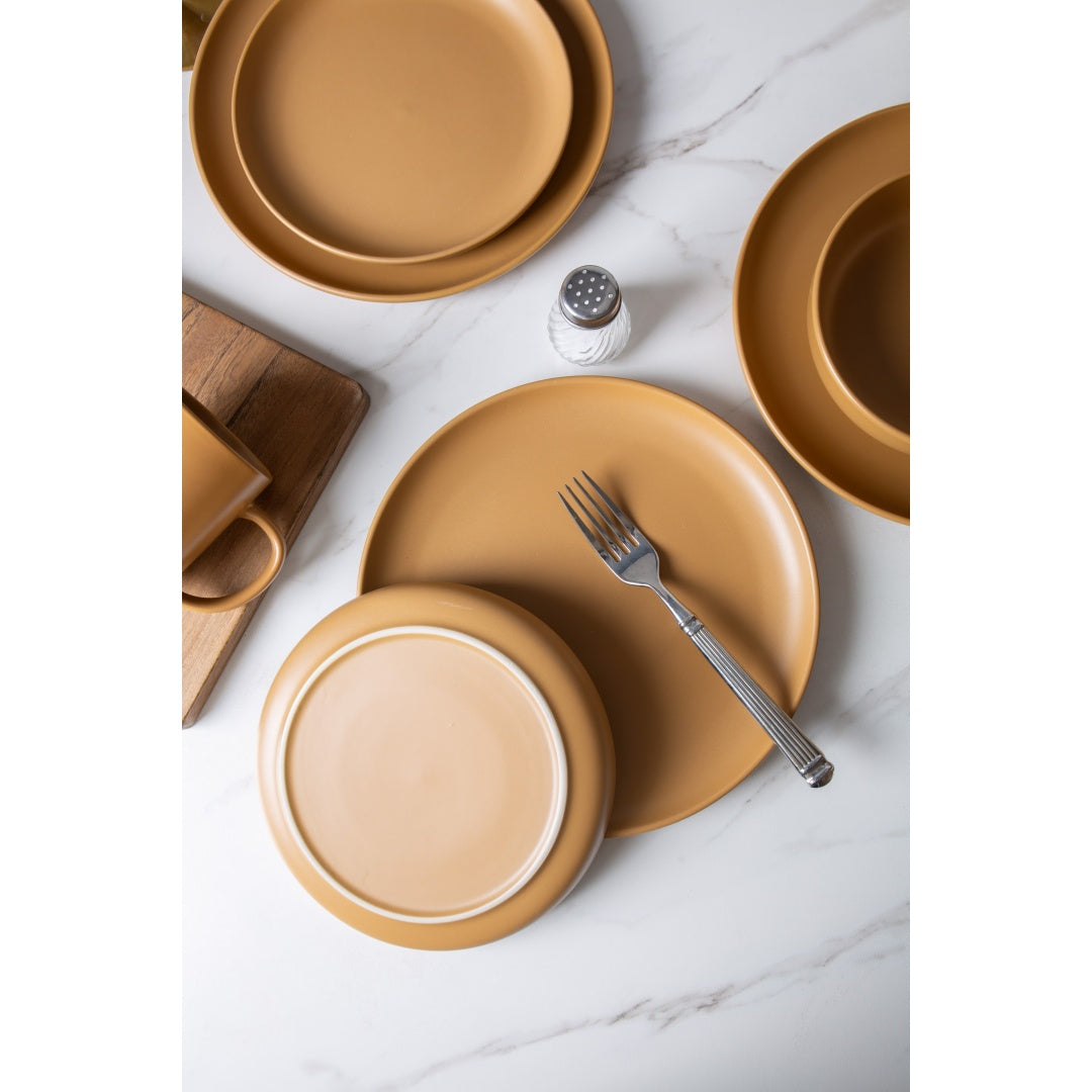 Orange 12-Piece Stoneware Dinnerware Set with Mugs