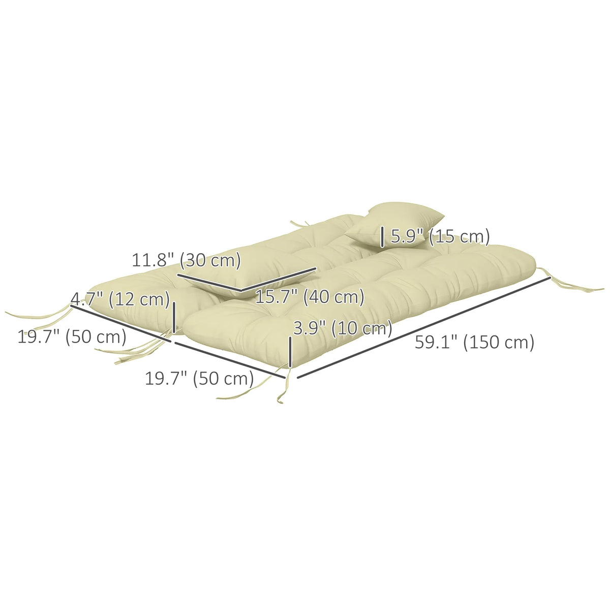4-Piece Cream Patio Chair Cushion Set with Ties