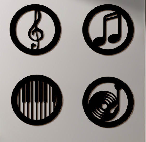 Black Wooden Music Notes Wall Decor
