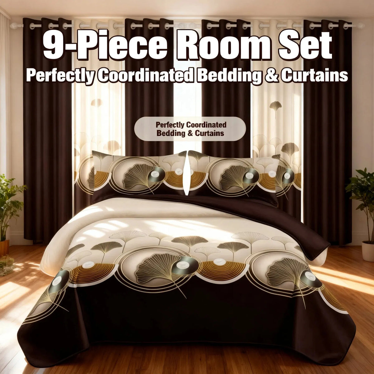 9-Piece Microfiber Bedding and Curtain Set
