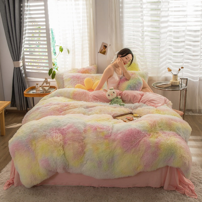 4-Piece Printed Velvet Bedding Set