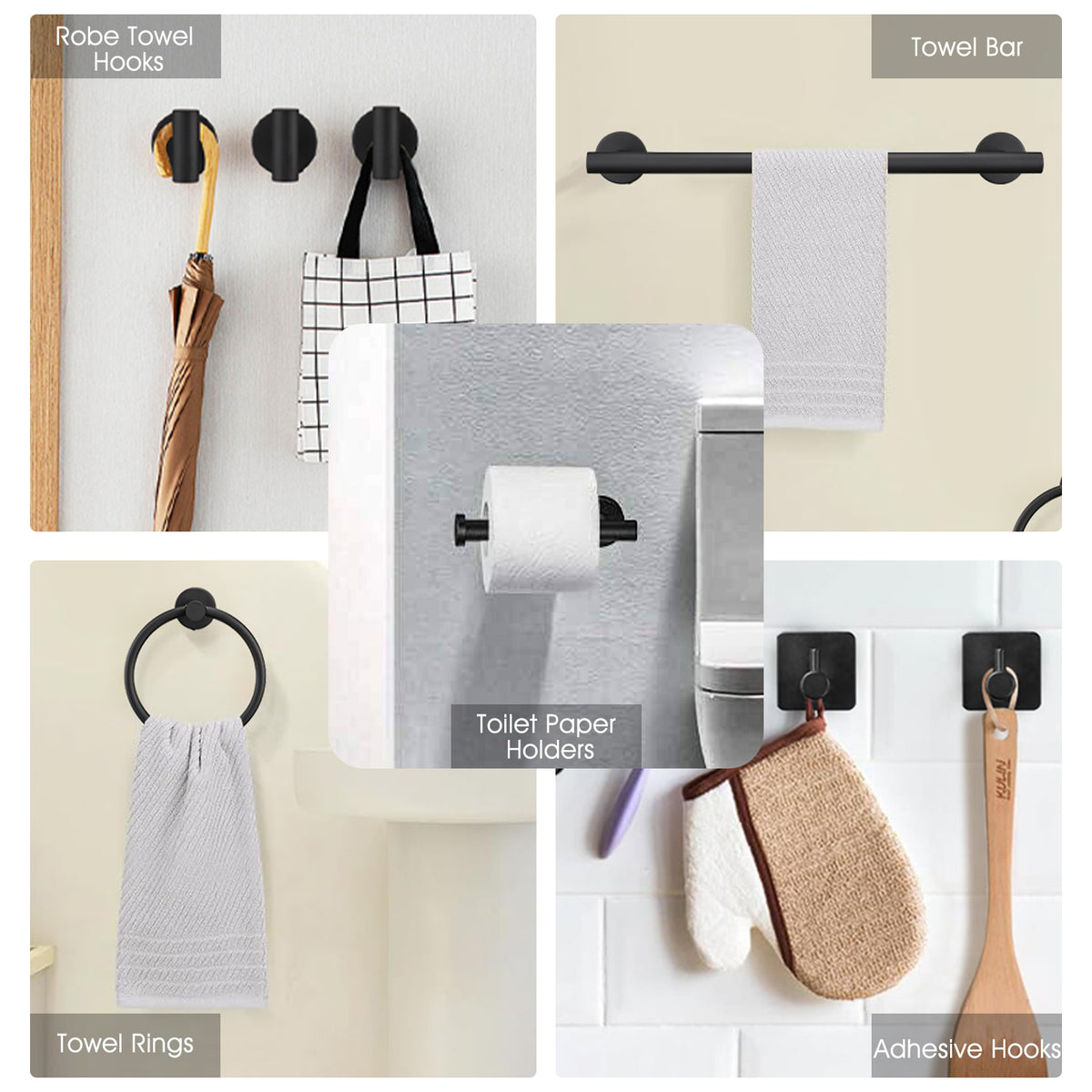 9-Piece Wall-Mounted Bathroom Hardware Set