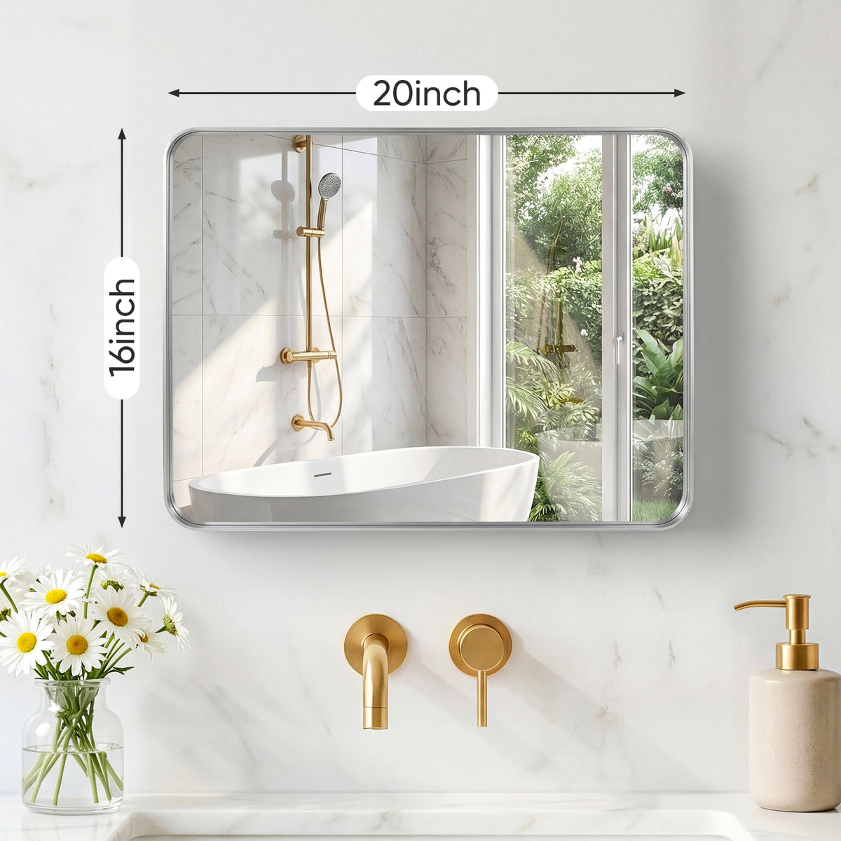Rectangular Metal-Frame Wall Mirror