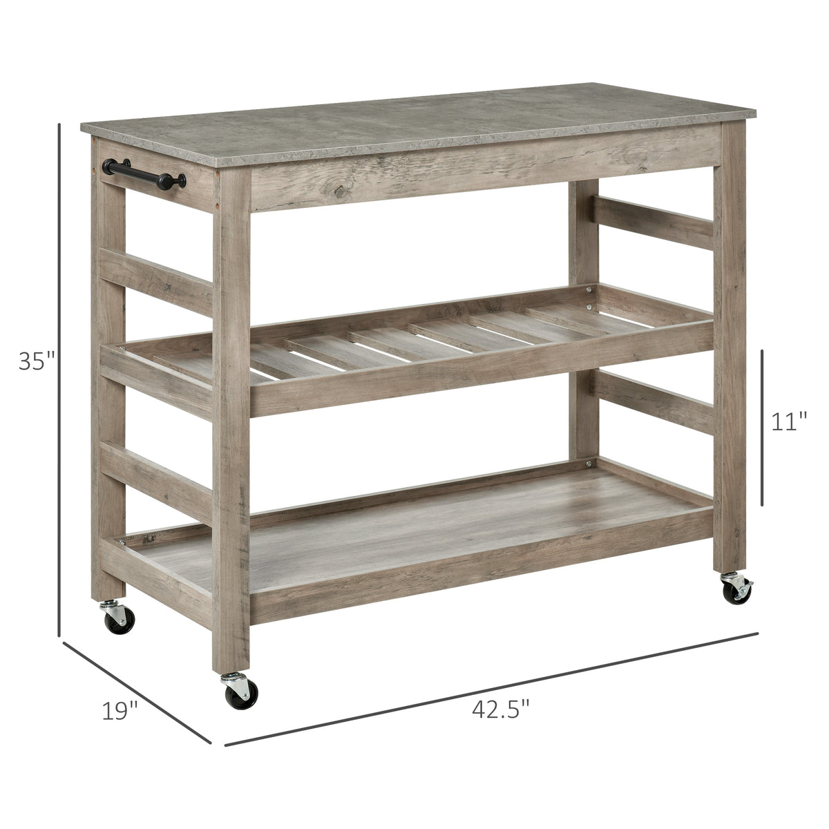 Rolling Kitchen Cart with Stainless Steel Top