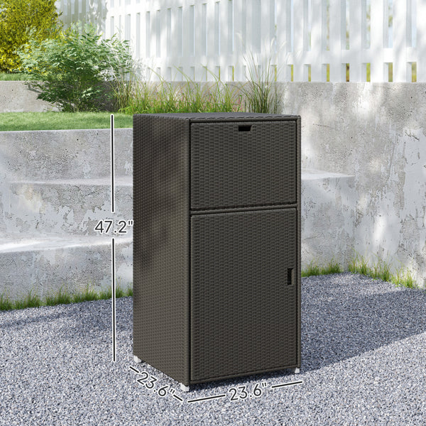 Dark Brown PE-Rattan Outdoor Storage Cabinet