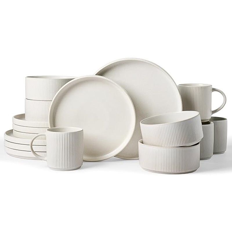 Vintage-Style Embossed Ceramic Dinnerware