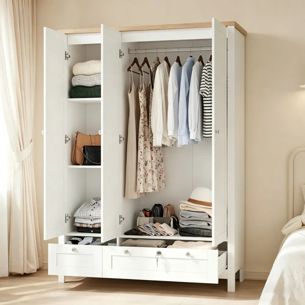 Wardrobe Cabinet with Shelves and 2 Drawers